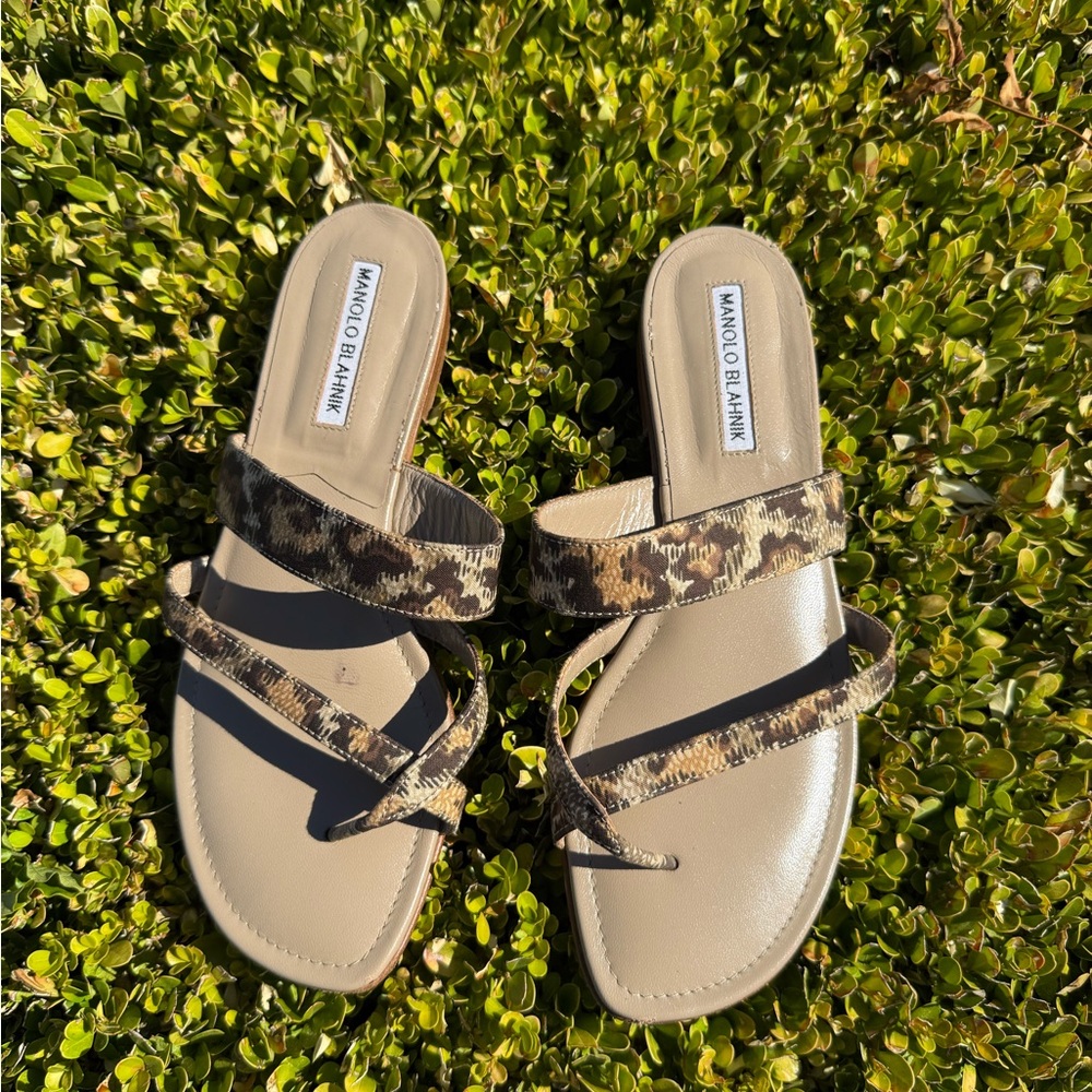 Manolo Blahnik Leopard Print Sandal